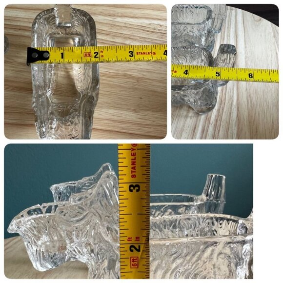 Pr Vtg Glass Scottie Dog Terrier Spoon Rest Dish Clear Textured - Picture 10 of 10